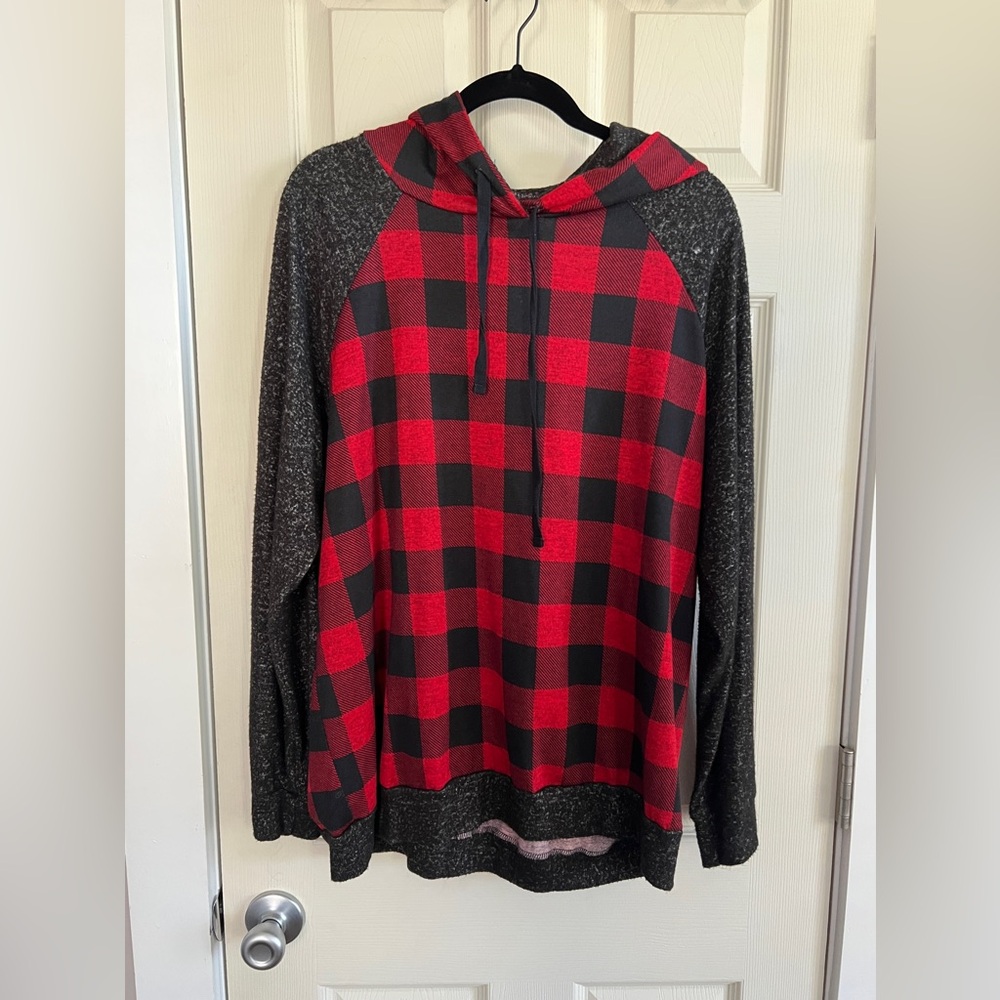Red and black sweatshirt